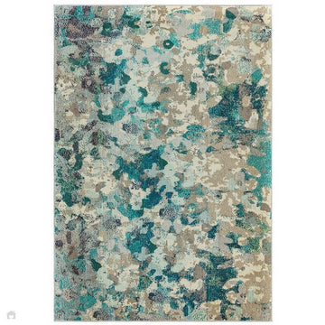 Colores Cloud CO03 Ethereal Modern Abstract Durable Easy-Care Low Profile Ribbed Short Pile Multicolour/Blue/Teal/Beige/Grey/Cream Rug-Asiatic Carpets-Rug Love - The Most Loved Rug Store